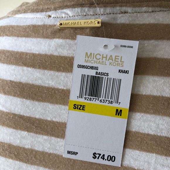 MICHAEL Michael Kors Khaki Stripe Front Tie Top - Picture 3 of 5